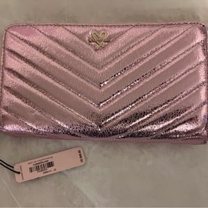 NWT Victoria’s Secret Pink Metallic Wallet Gold Heart Charm